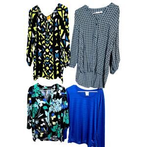 Women's XL 16 18 Tops Shirts Blouses Wholesale Bulk Lot 4 Extra Large
